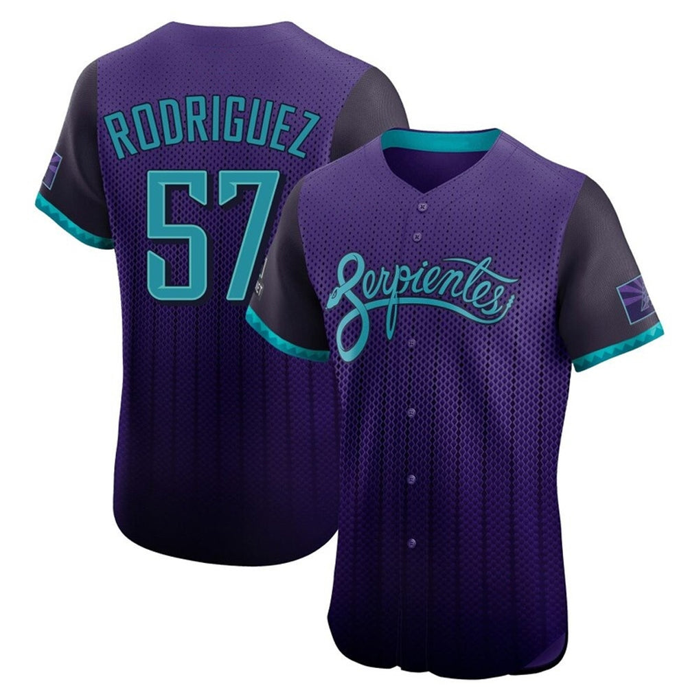 Arizona Diamondbacks #57 Eduardo Rodriguez Player Purple BFRAILEY City Connect Limited Elite Home Game Stitched Jerseys
