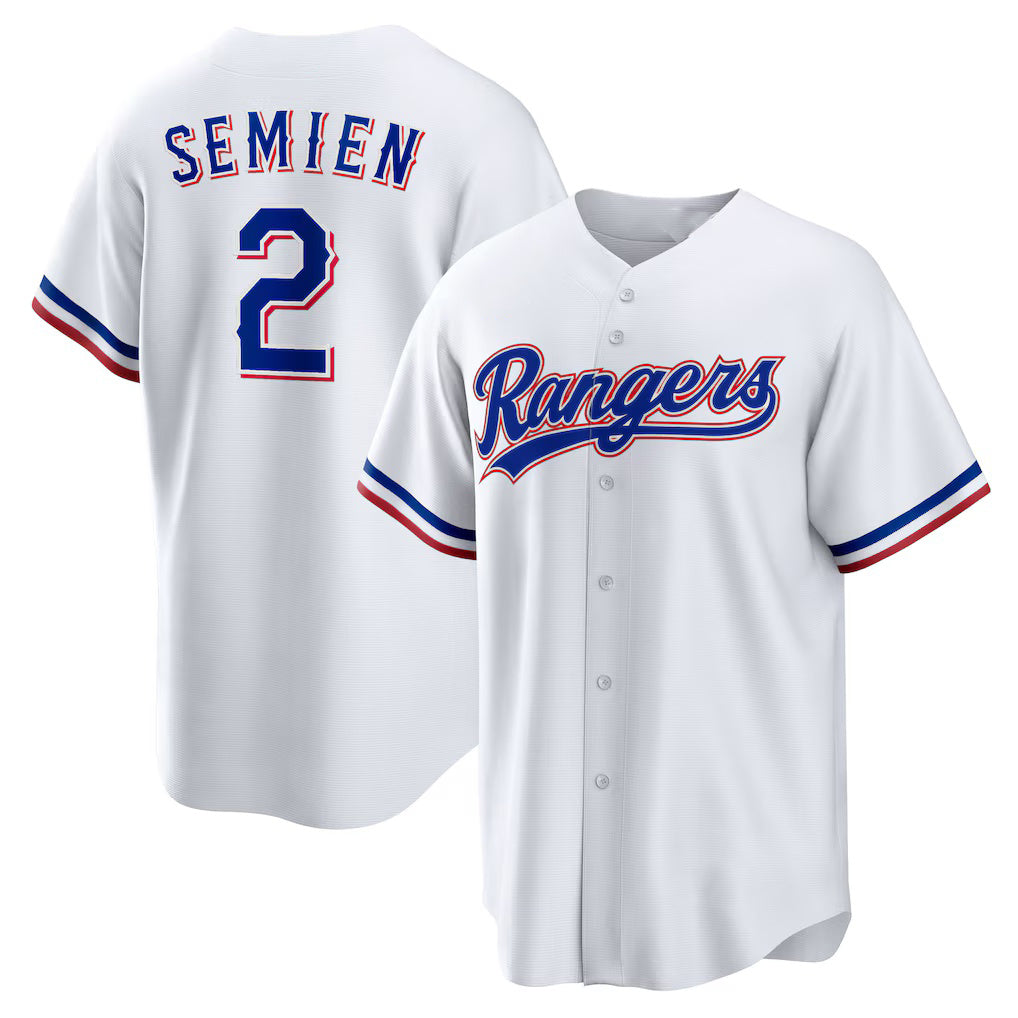 Texas Rangers #2 Marcus Semien White BFRAILEY Home Replica Player Jersey