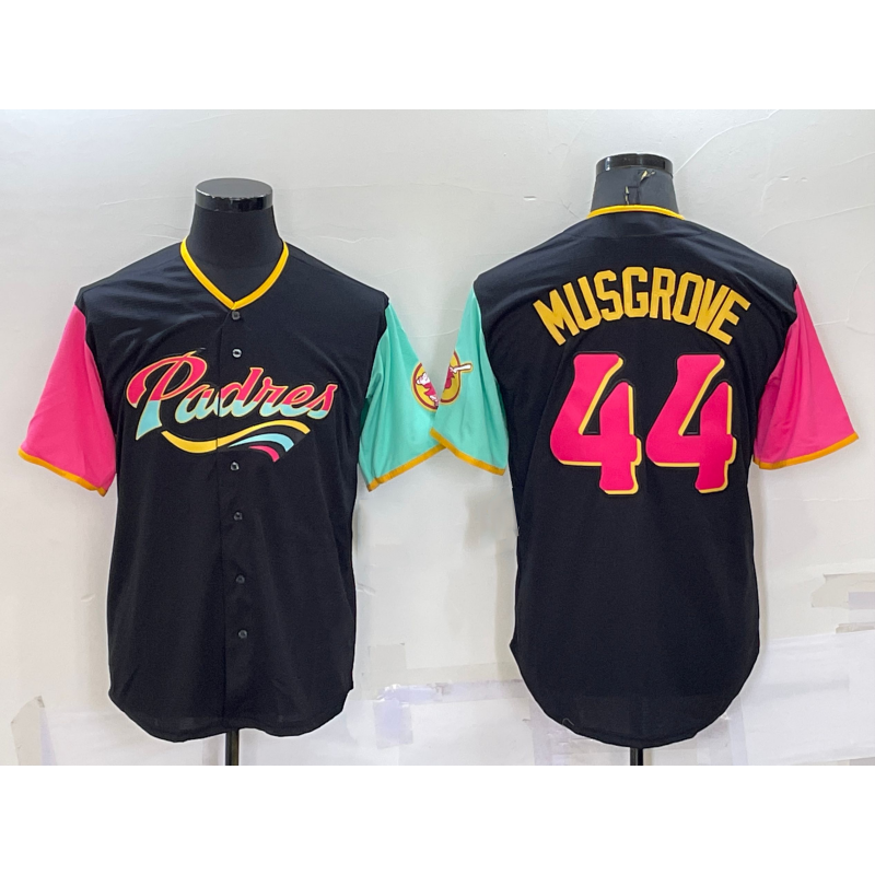 San Diego Padres #44 Joe Musgrove Black BFRAILEY 2022 City Connect Cool Base Stitched Jersey