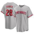 Cincinnati Reds #28 Eugenio Su¨¢rez Player Gray BFRAILEY Home Game Stitched Jerseys