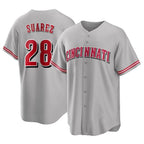 Cincinnati Reds #28 Eugenio Su¨¢rez Player Gray BFRAILEY Home Game Stitched Jerseys